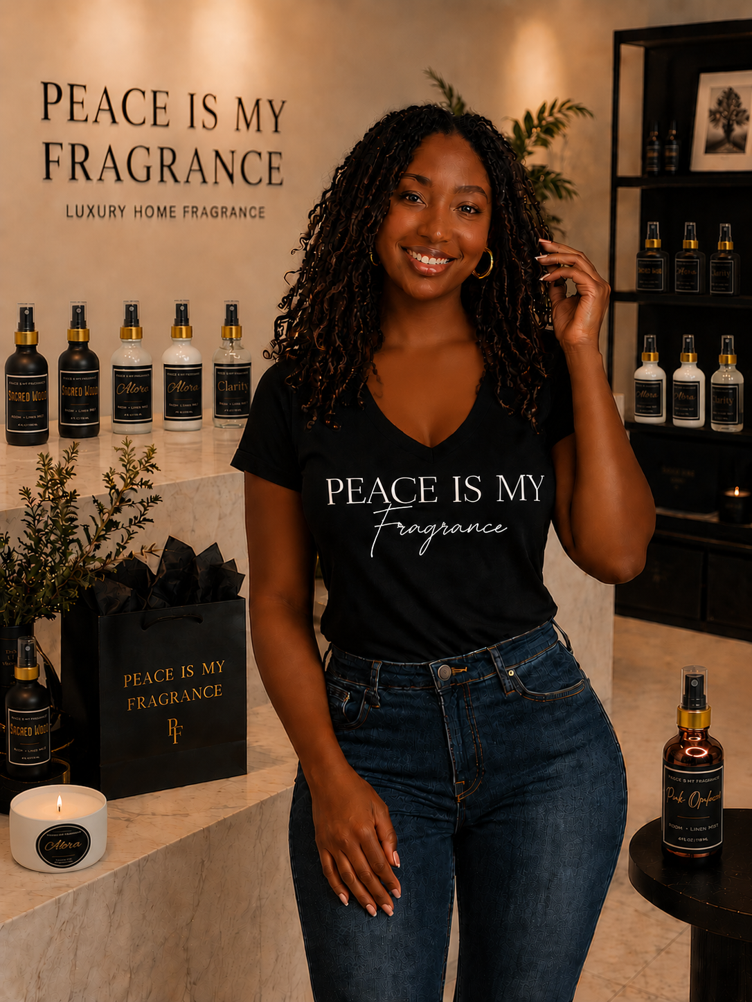 Peace Is My Fragrance Essential V-Neck Tee
